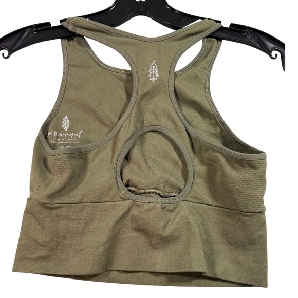 Free People Movement Good Karma Sports Bra Olive Green High Neck Racerback XS S - Picture 4 of 9